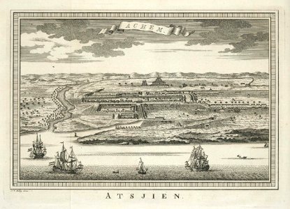 AMH-8012-KB Bird's eye view of the city of Atjeh