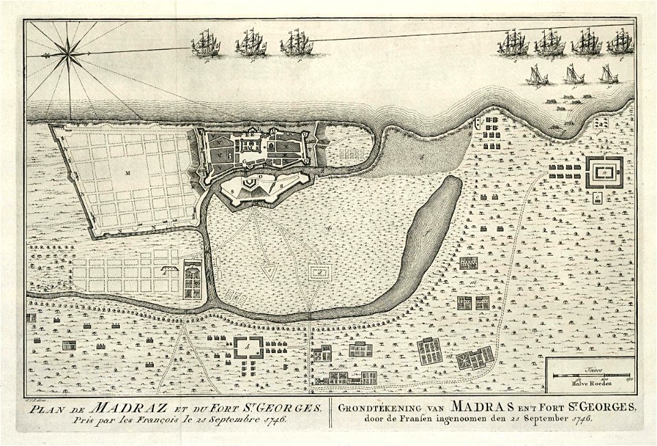 AMH-8024-KB Map of Madras and Fort St. George