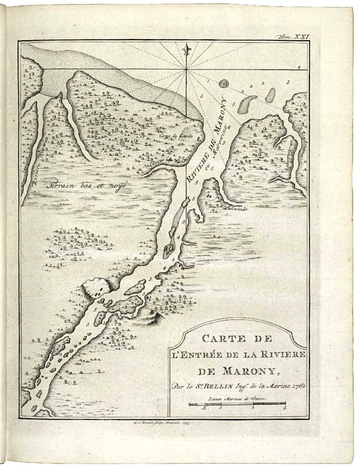 AMH-8048-KB Map of the mouth of the Marrowijne River