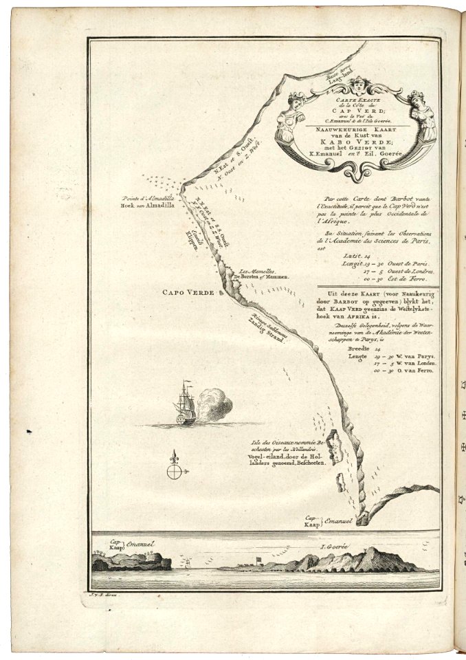 AMH-7882-KB Map of Cape Verde with a view of the island of Goeree