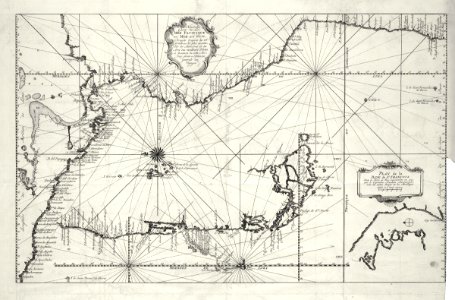 AMH-8060-KB Map of the west coast of South America, with an inset showing a bay on Vuurland