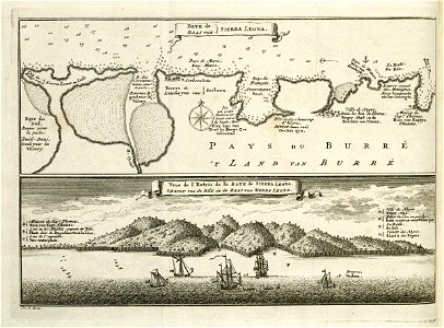 AMH-8094-KB Map and view of the bay of Sierra Leone