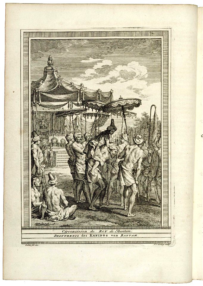 AMH-7924-KB Print depicting the circumcision of the king of Bantam