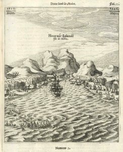 AMH-8125-KB View of the island of Hoorn in the Pacific Ocean