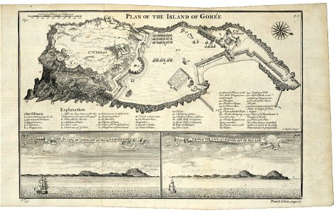 AMH-8159-KB Map of the island of Goeree and two views of Cape Verde