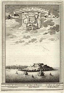 AMH-8098-KB Floor plan and view of the fort of Frederiksburg. Free illustration for personal and commercial use.