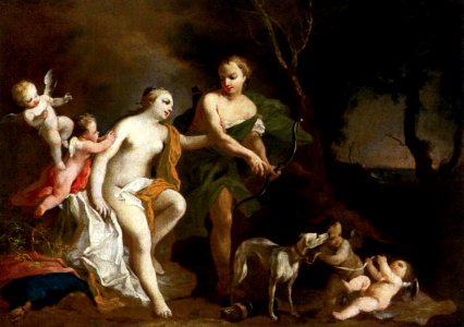 Amigoni, Jacopo - Venus and Adonis - c. 1740. Free illustration for personal and commercial use.