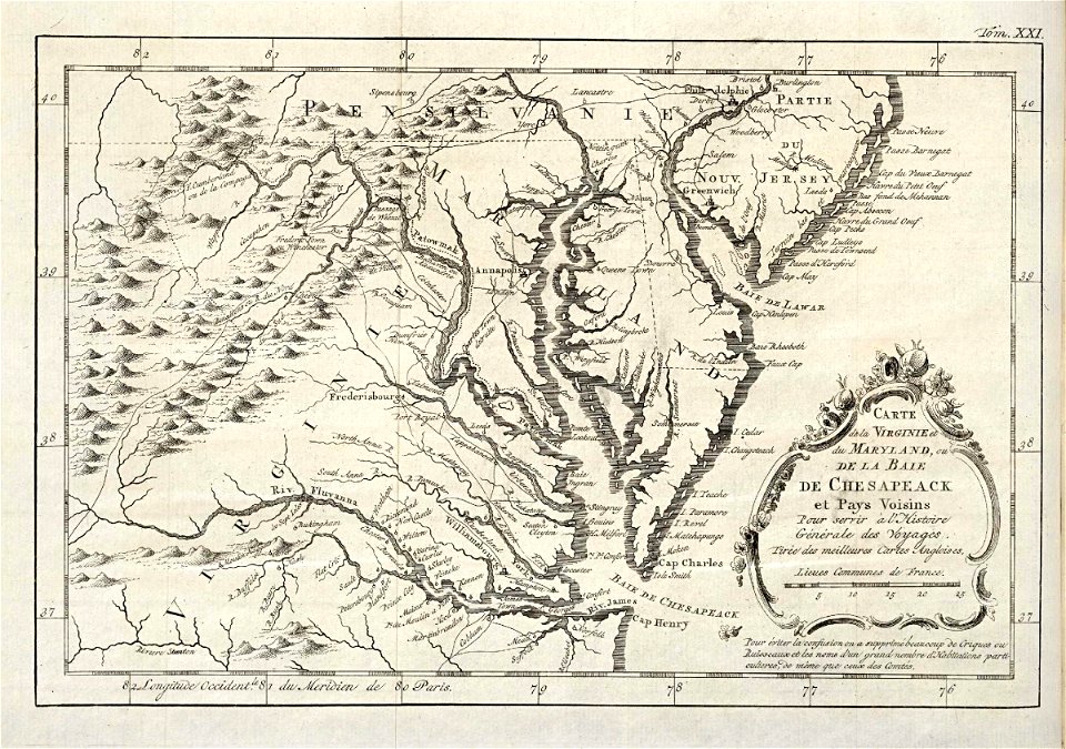AMH-8058-KB Map of Chesapeake Bay and environs on the west coast of North America