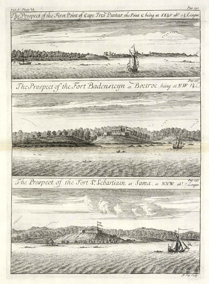 AMH-8142-KB Views of Cape Tres Puntas, Fort Badenstein and Fort St. Sebastian