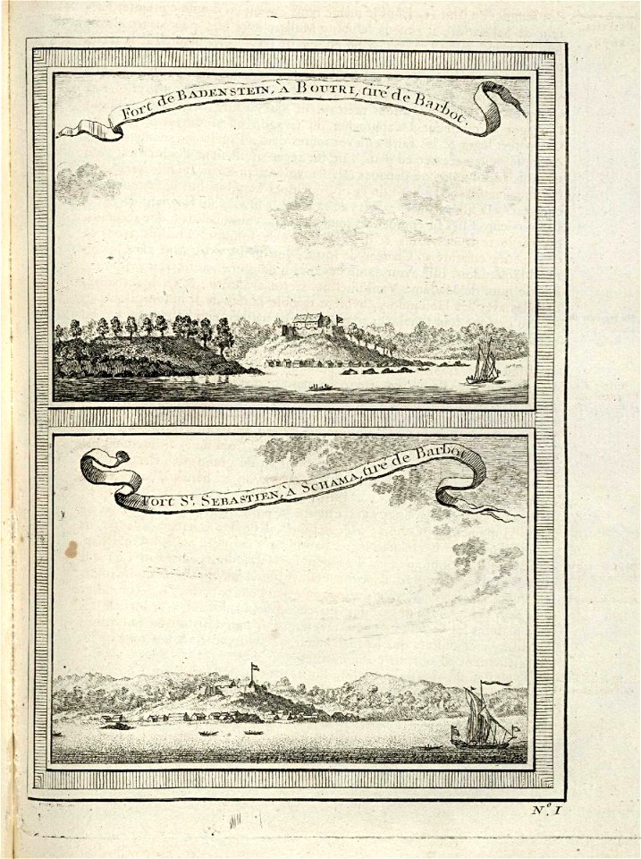 AMH-8064-KB View of the forts of Batenstein at Boutri and St. Sebastien at Schama