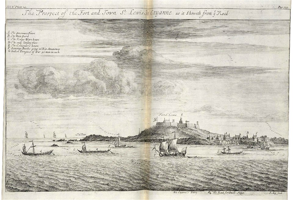AMH-8154-KB View of Fort St. Louis and the city of Cayenne