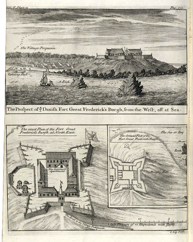 AMH-8145-KB View and plans of the fort of Groot Frederiksburg at Poquesoe