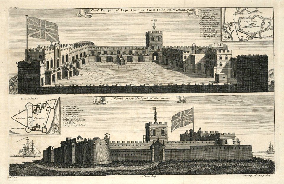 AMH-8157-KB Two views of the fort at Cape Corso