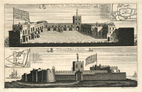 AMH-8157-KB Two views of the fort at Cape Corso