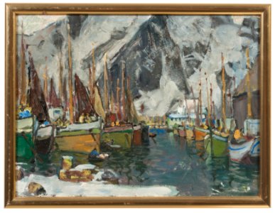 Among the Fishing Boats in Svolvaer. Study from Lofoten (Anna Boberg) - Nationalmuseum - 20521