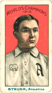 Amos Strunk, Philadelphia Athletics, baseball card portrait LCCN2007683829