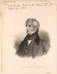 Amos Kendall, Postmaster General - from life & on stone by Chas. Fenderich, Washington ; printed by Lehman & Duval Lithrs. Phila. LCCN2003655041