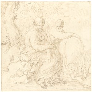 Simone Cantarini - Rest on the Flight into Egypt