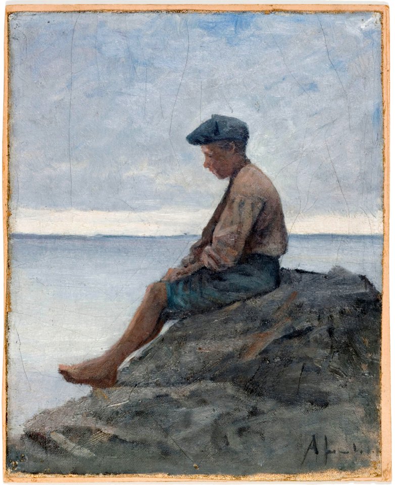Amélie Lundahl - Rannalla istuva poika - A IV 3897 - Finnish National Gallery