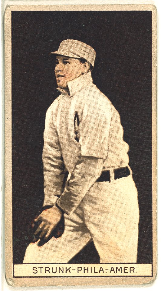 Amos Strunk, Philadelphia Athletics, baseball card portrait LCCN2008678388