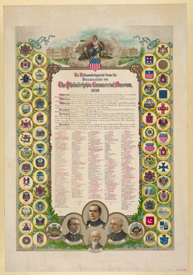 An acknowledgment from the delegates to the Philadelphia Commercial Museum 1899 LCCN2003679930