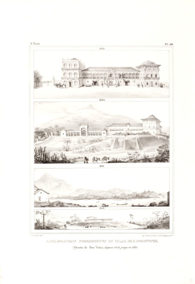 Améliorations progressives du palais de St. Christophe, (Quinta de Boa Vista) depuis 1808, jusqu´en 1831, da Coleção Brasiliana Iconográfica