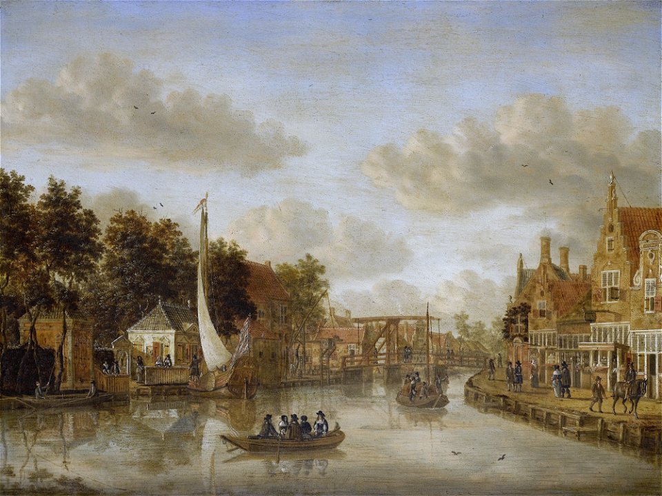 Amsterdam, A View on the Overtoom, Oil on panel painting by Jacobus Storck