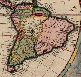 América do Sul - Fragmento do Mapa do Mundo de Joan Blaeu (1664)