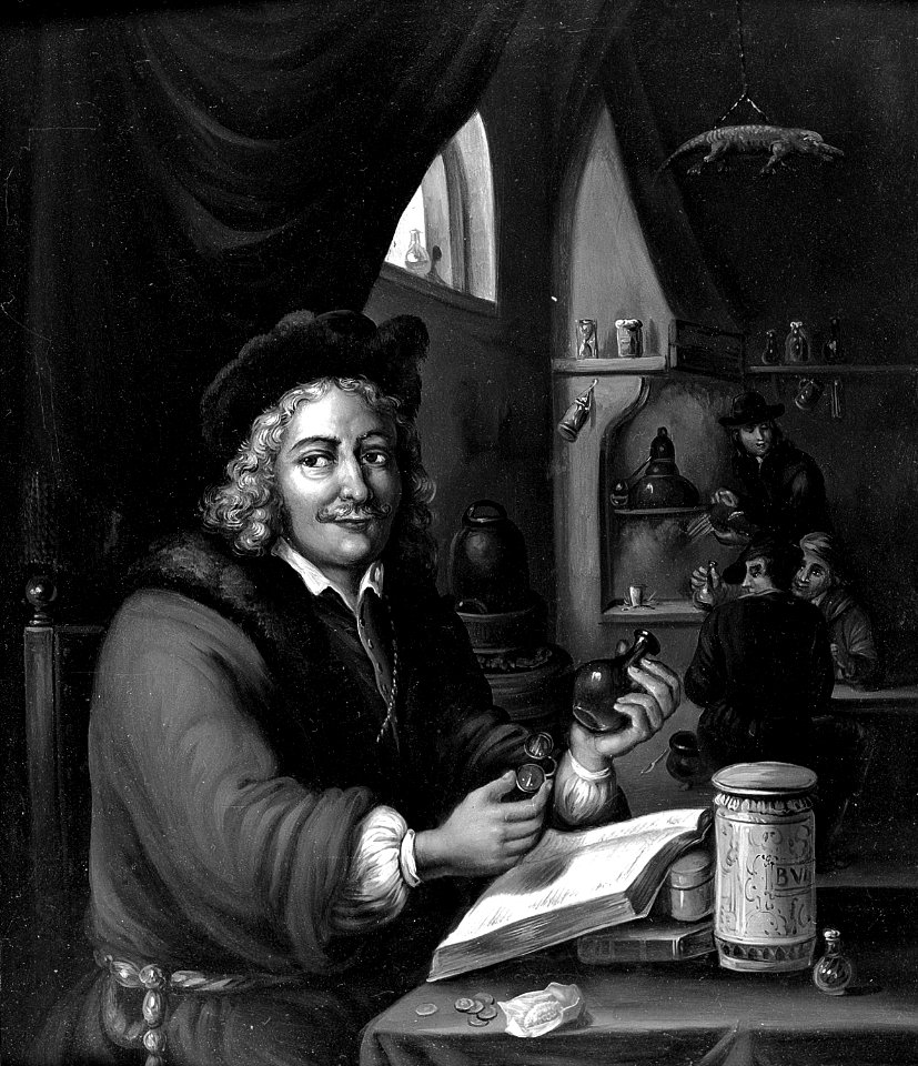 An alchemist in his laboratory. Oil painting attributed to a Wellcome L0023260