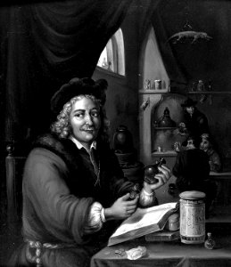 An alchemist in his laboratory. Oil painting attributed to a Wellcome L0023260