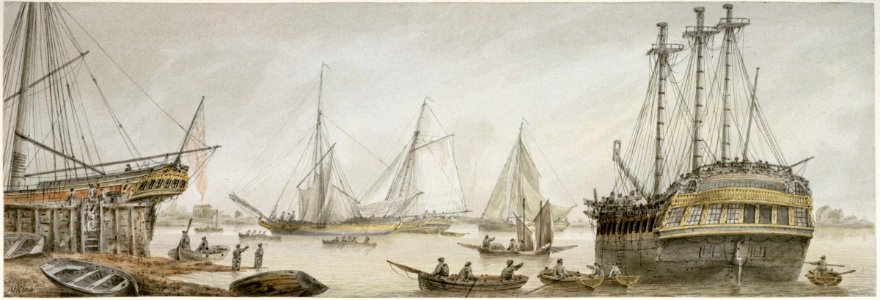 An East Indiaman Drawn up for repairs RMG PU8941