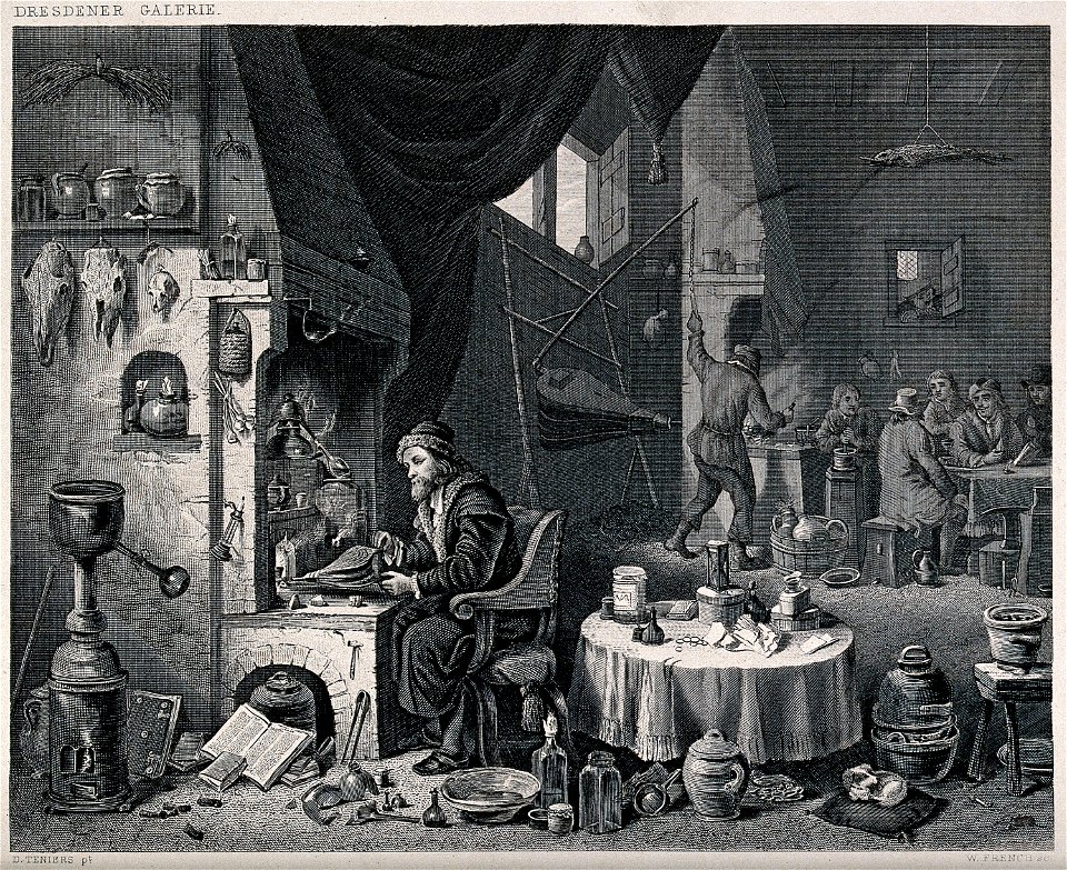 An alchemist of the 'puffer' (uninitiated) type, surrounded Wellcome V0025544