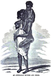 An Australian Mother and Child (August 1853, X, p.84). Free illustration for personal and commercial use.