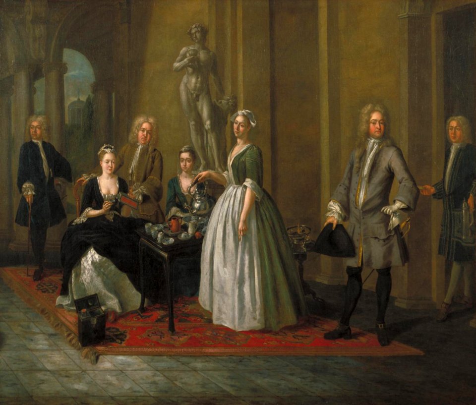 An English Family at Tea by Joseph Van Aken c.1720