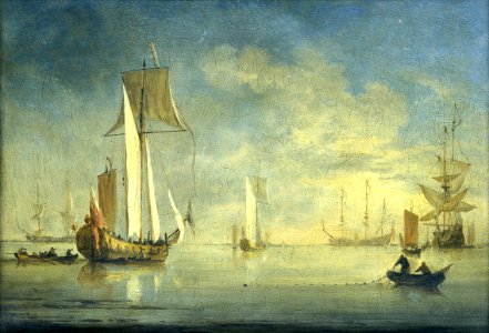 An English Royal Yacht under sail with a fishing boat laying a net RMG F6913