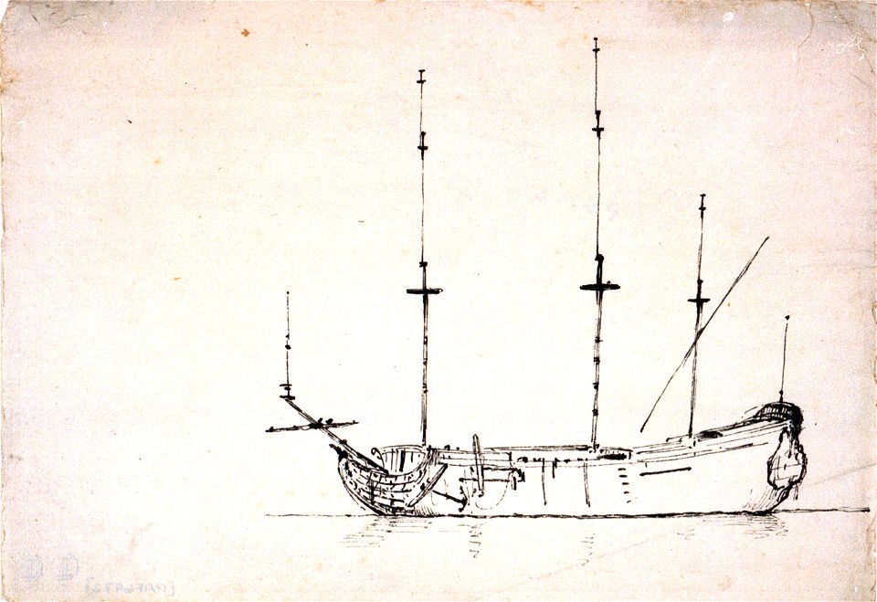 An English ship at anchor RMG PW6972
