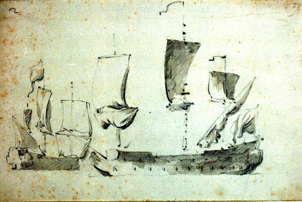 An English ship before the wind under easy sail RMG PW6909
