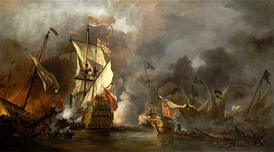 An English Ship in Action with Barbary Vessels RMG BHC0893