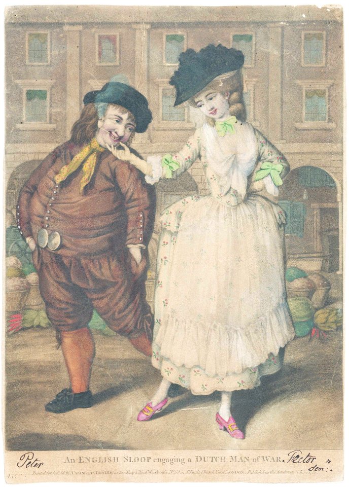 An English sloop engaging a Dutch Man of war (caricature) RMG PU4781