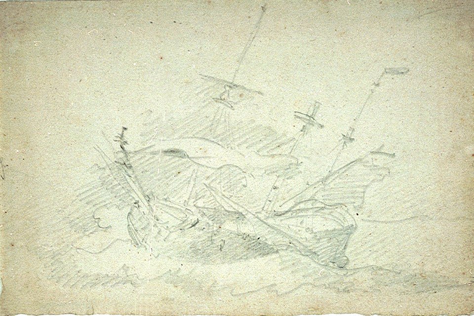 An English ship labouring in a heavy sea RMG PW6688