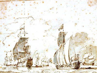 An English yacht and a ship before a light breeze RMG PW6672