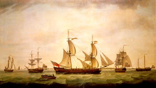 An English brig with captured American vessels RMG BHC1061