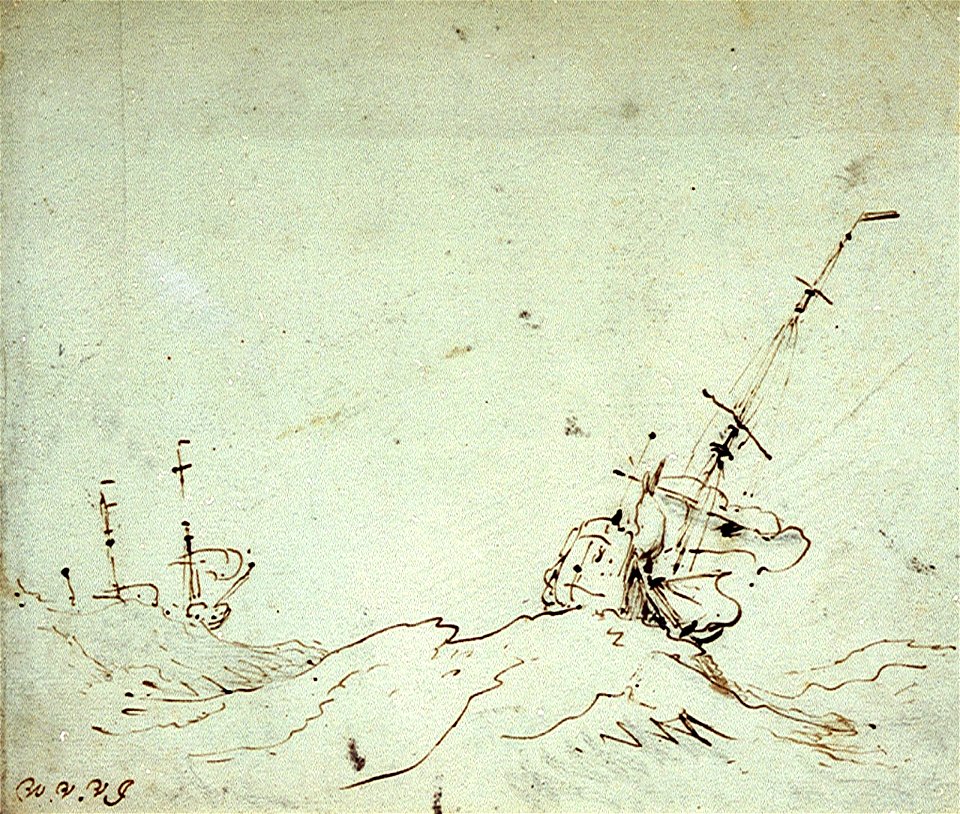 An English ship dismasted in a gale RMG PW6693