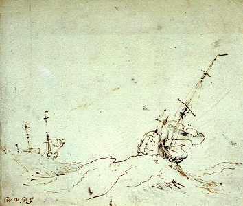 An English ship dismasted in a gale RMG PW6693