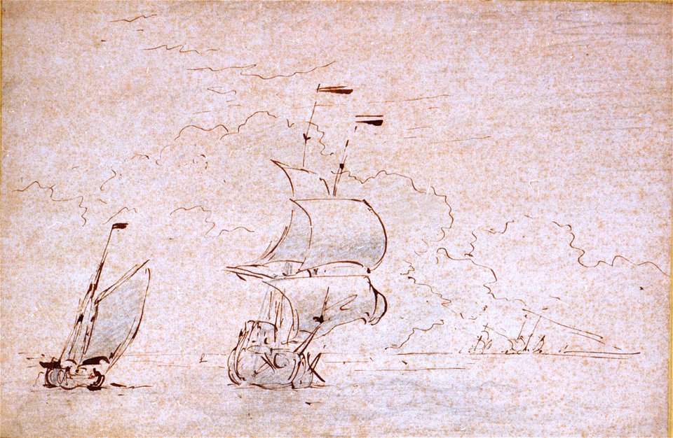 An English ship and a galliot with a quartering wind RMG PW6673