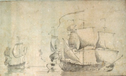 An English ship close-hauled with two others before the wind RMG PW6920