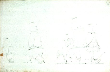 An English ship in the wind with two others close-hauled RMG PW6889