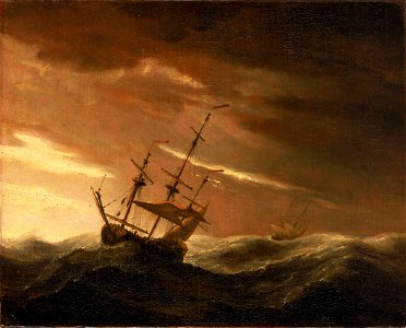 An English Ship at Sea Lying-To in a Gale RMG BHC0901