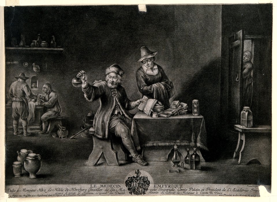 An excited physician examining a urine specimen and referrin Wellcome V0016070