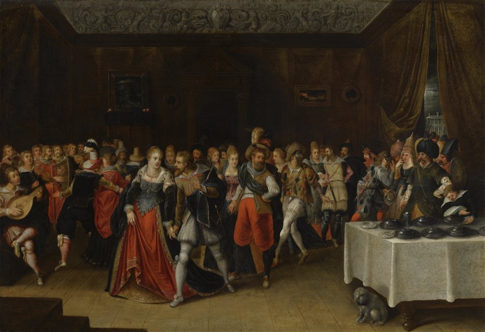 An Interior Scene with Elegant Figures at a Wedding by Hieronymous Francken II
